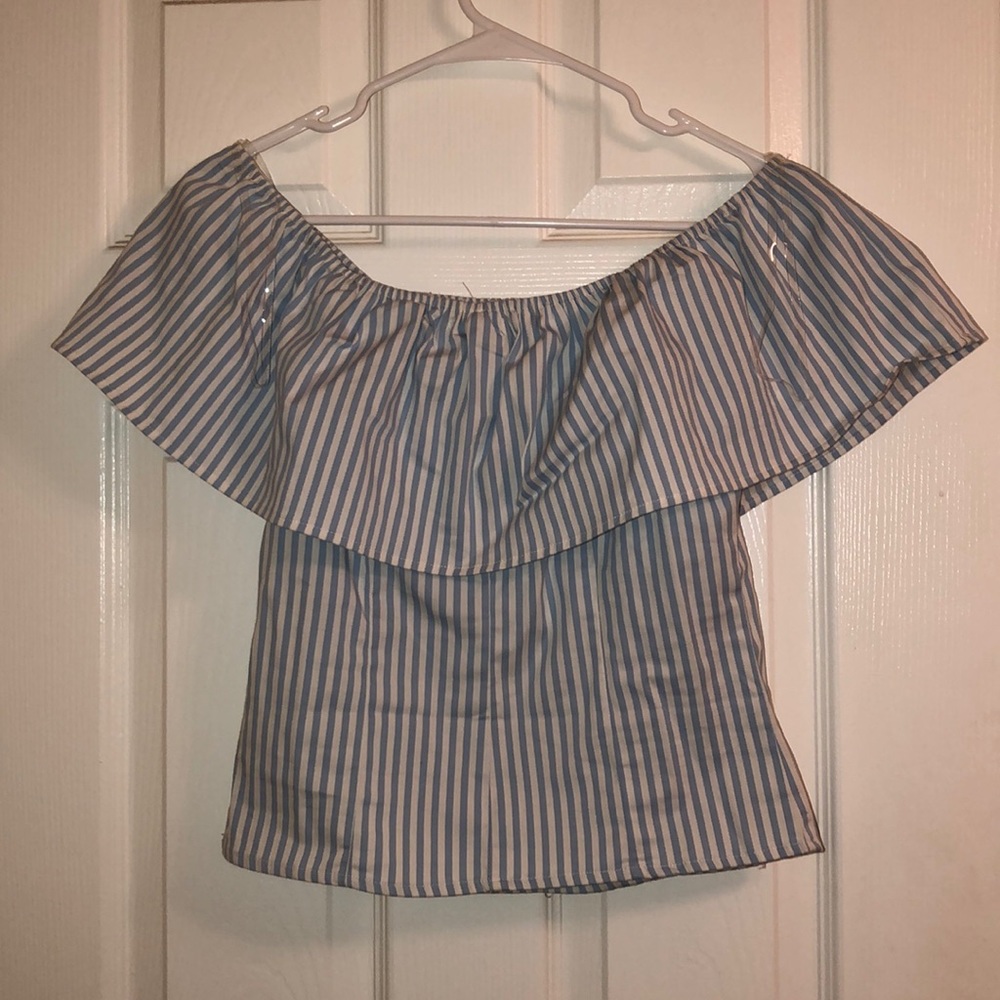 Striped off the shoulder shirt